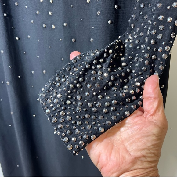 Ce Ce by Cynthia Steffe Black Embellished Rhinestone Long Sleeve Dress SZ M - Picture 10 of 15